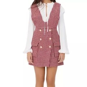 MAJE Russi Dress Black/Red Plaid Pinafore Dress